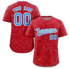 Red White Graffiti Line Art Authentic Baseball Jersey
