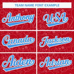Red White Graffiti Line Art Authentic Baseball Jersey 3