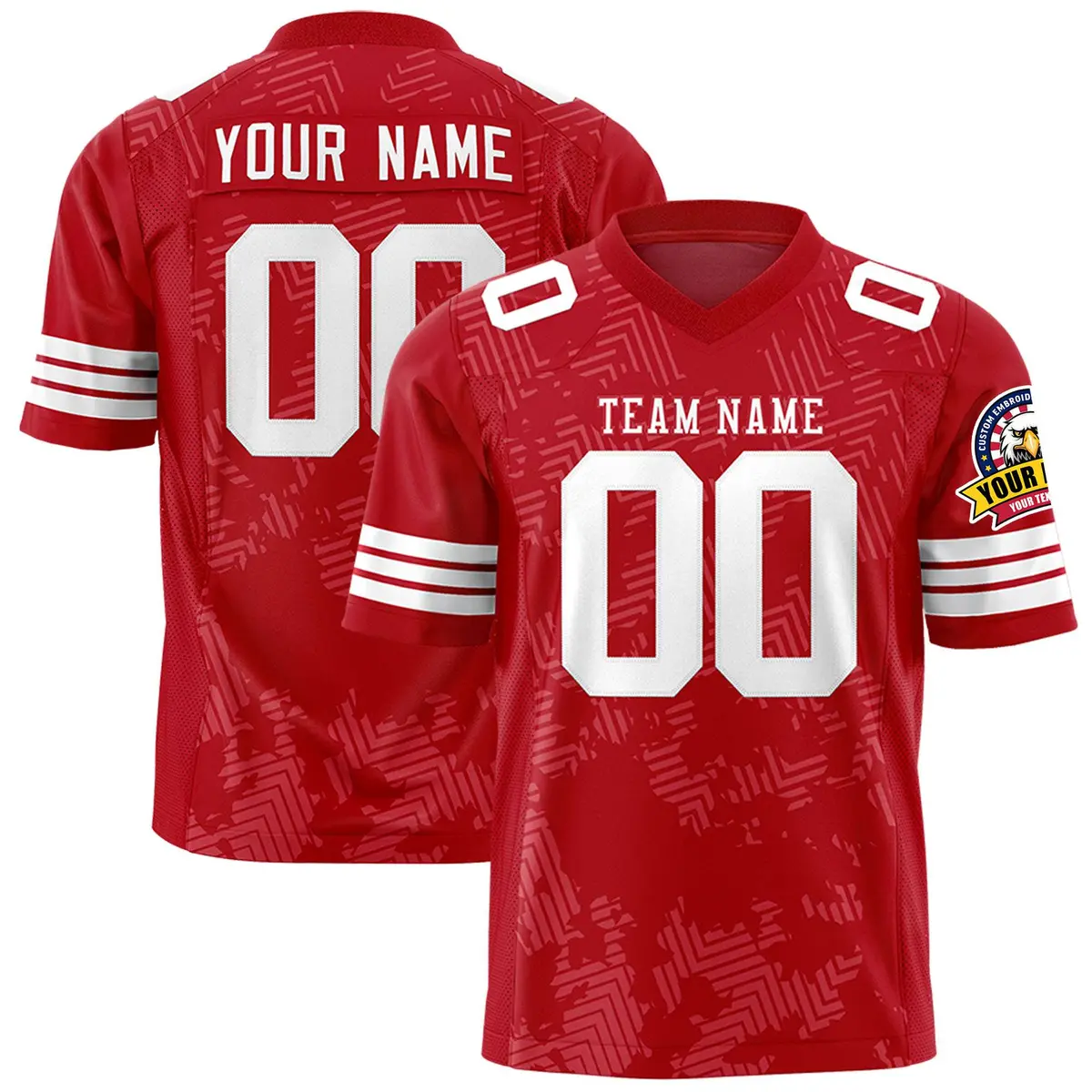 Red White Graffiti Line Authentic Football Jersey