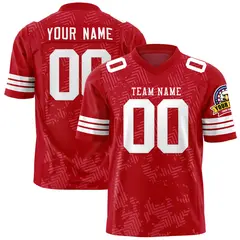 Red White Graffiti Line Authentic Football Jersey