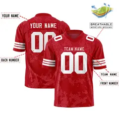 Red White Graffiti Line Authentic Football Jersey 2