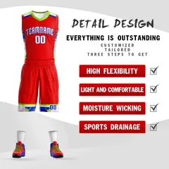 Red White Graffiti Pattern Basketball Jersey 2