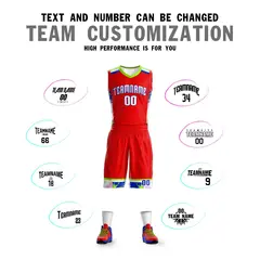 Red White Graffiti Pattern Basketball Jersey 4