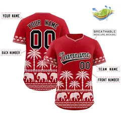 Red White Graffiti Pattern Bossinia Style Baseball Jersey 2