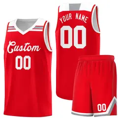 Red White-Gray Classic Basketball Sports Uniform Jersey