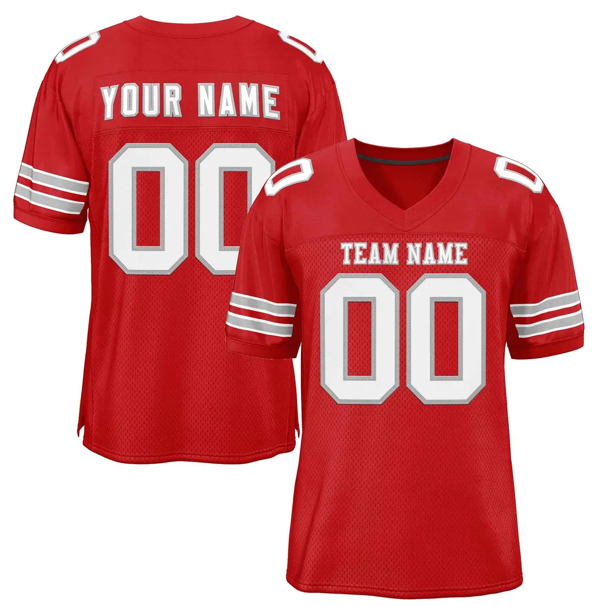 Red White-Gray Classic Style Authentic Football Jersey