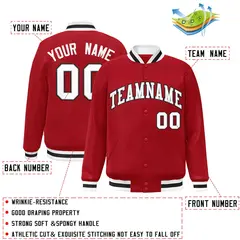 Red White-Gray Classic Varsity Full-Snap Letterman Jacket 2
