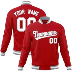 Red White-Gray Classic Varsity Full-Snap Letterman Jacket