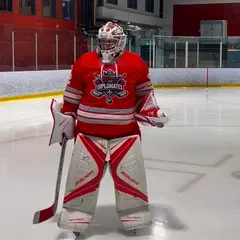 Red White-Gray Lace-Up Neck Hockey Jersey 2