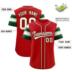 Red White Green Sleeve Flag Lace Baseball Jersey 2