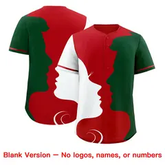 Red White Green Valentine's Day Couple Silhouettes Baseball Jersey 2