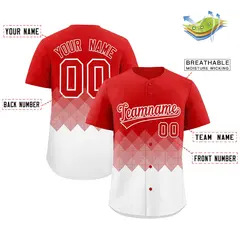 Red White Grid Blur Pattern Baseball Jersey 2