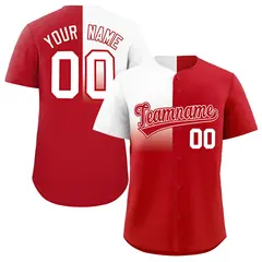 Red White Half Gradient Authentic Baseball Jersey 1