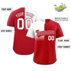 Red White Half Gradient Authentic Baseball Jersey 2