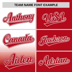 Red White Half Gradient Authentic Baseball Jersey 3