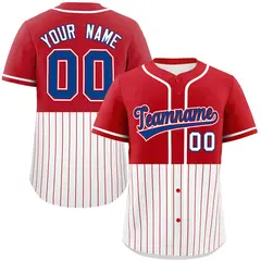 Red White Half Stripe Authentic Baseball Jersey