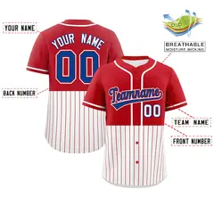 Red White Half Stripe Authentic Baseball Jersey 2