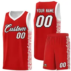 Red White Indians Pattern Basketball Uniform Jersey 1