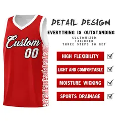 Red White Indians Pattern Basketball Uniform Jersey 2