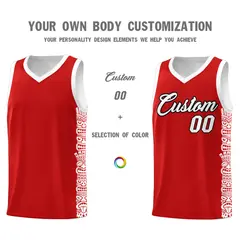 Red White Indians Pattern Basketball Uniform Jersey 3