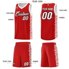 Red White Indians Pattern Basketball Uniform Jersey 5