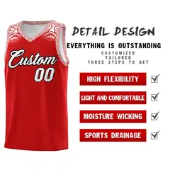 Red White Indians Print Sports Uniform Basketball Jersey 2