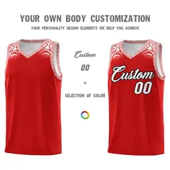 Red White Indians Print Sports Uniform Basketball Jersey 3