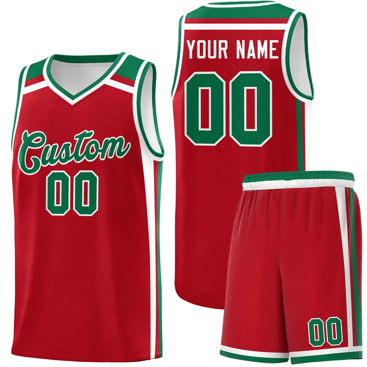 Red White Kelly Green Color Charge Series Basketball Jersey