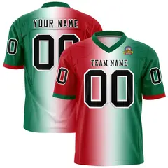 Red White-Kelly Green Gradient Football Jersey 1