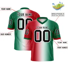 Red White-Kelly Green Gradient Football Jersey 2