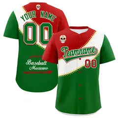 Red White Kelly Green Graffiti Mexican Style Baseball Jersey 1