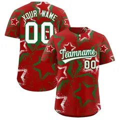 Red White Kelly Green Graffiti Star Ink Baseball Jersey 1