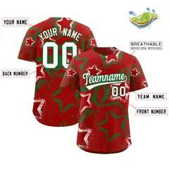 Red White Kelly Green Graffiti Star Ink Baseball Jersey 2