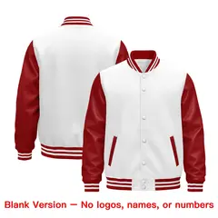 Red White Kelly Green Raglan Varsity Full-Snap Leather Sleeves Letterman Jacket 5