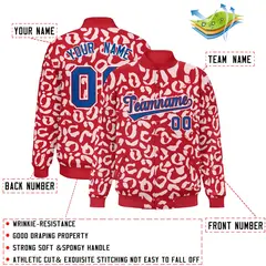 Red White Leopard Graffiti Varsity Letterman Jacket 2