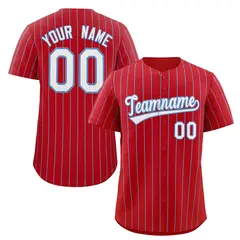 Red White Light-Blue Stripe Baseball Jersey