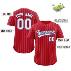 Red White Light-Blue Stripe Baseball Jersey 2