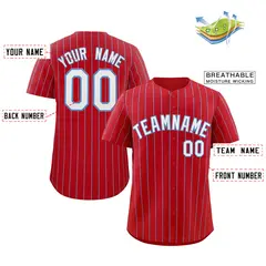 Red White-Light Blue Stripe Baseball Jersey 2