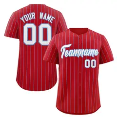 Red White-Light Blue Stripe Baseball Jersey