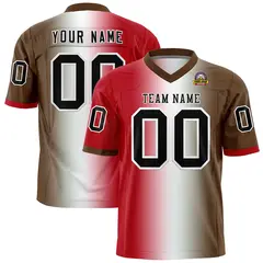 Red White-Light Brown Gradient Football Jersey