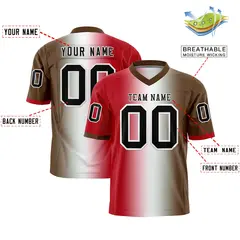 Red White-Light Brown Gradient Football Jersey 2
