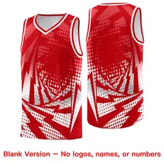 Red White Lightning Halftone Dot Uniform Basketball Jersey 6