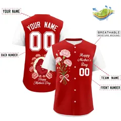 Red White Mother's Day Baseball Jersey 2