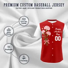 Red White Mother's Day Baseball Jersey 3