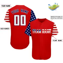 Red White-Navy American Flag Baseball Jersey 2