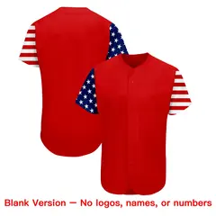 Red White-Navy American Flag Baseball Jersey 7