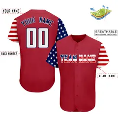 Red White-Navy American Flag Baseball Jersey 2