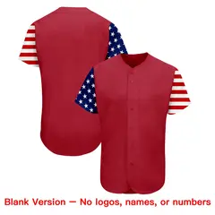 Red White-Navy American Flag Baseball Jersey 7