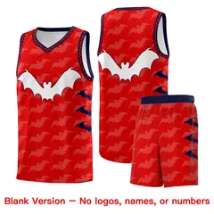 Red White Navy Bat Pattern Halloween Basketball Jersey 7