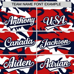 Red White Navy Camo Gradient Fashion Baseball Jersey 3